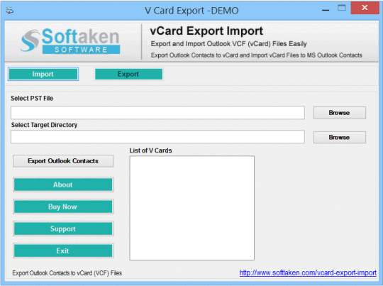 Softaken V-Card Export Import