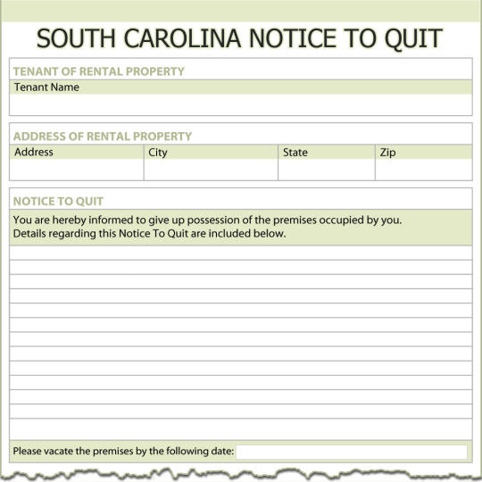South Carolina Notice To Quit