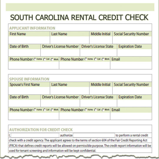 South Carolina Rental Credit Check