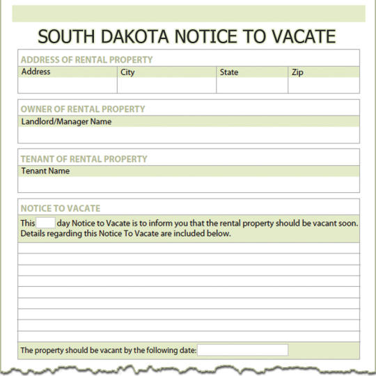 South Dakota Notice To Vacate