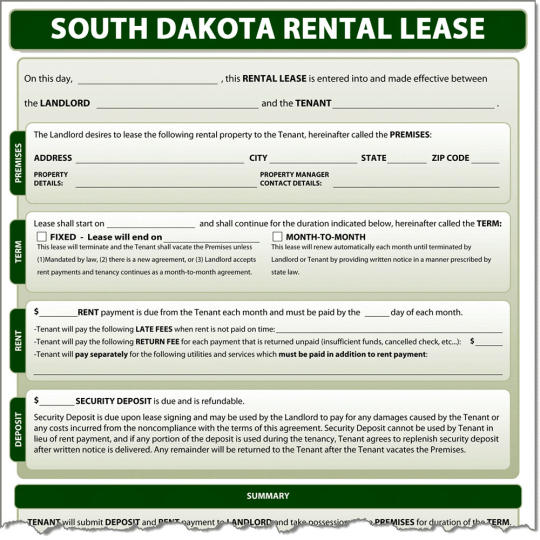 South Dakota Rental Lease