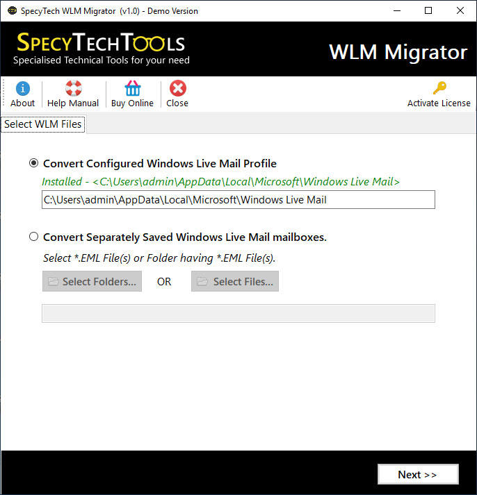 SpecyTech Windows Live Mail Migrator