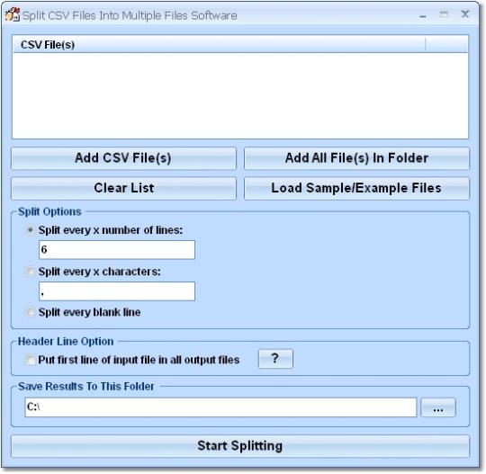 Split CSV Files Into Multiple Files Software