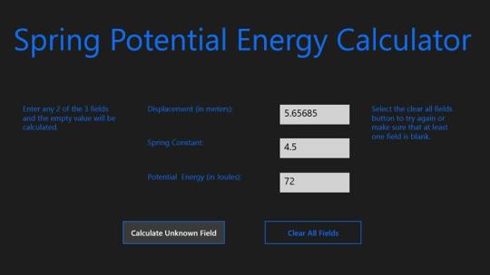 Spring Potential Calculator for Windows 8