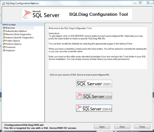 SQL Diag Configuration Tool