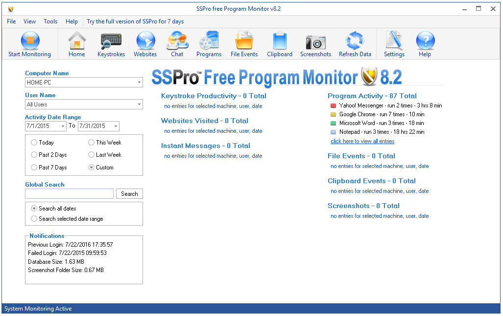 SSPro Free Program Monitor