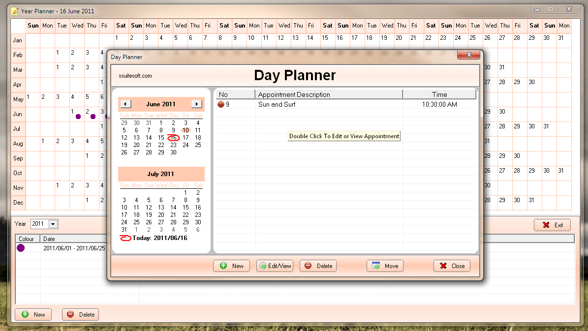 SSuite Year and Day Planner Portable