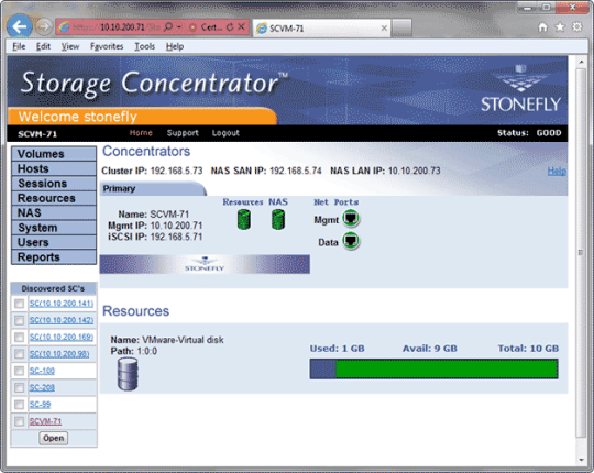 Storage Concentrator Virtual Machine (SCVM)
