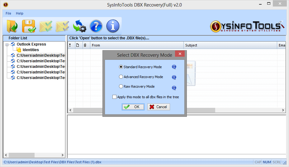 SysInfoTools DBX Recovery Tool