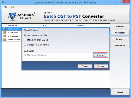 SysTools Batch OST to PST Converter