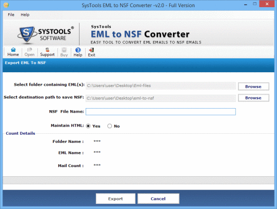 SysTools EML to NSF Converter
