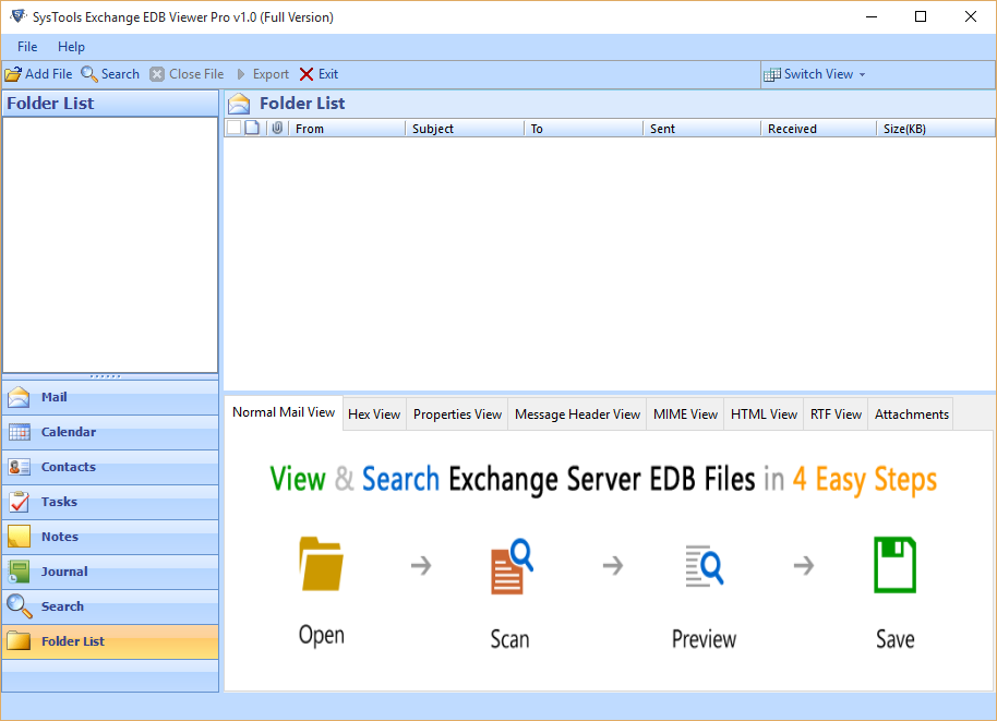 Lists folder. PST viewer. Outlook PST files. File view Tool.