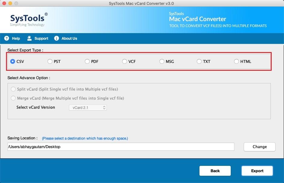 SysTools Mac vCard Converter
