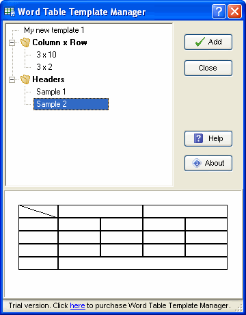 Table Template Manager for Word
