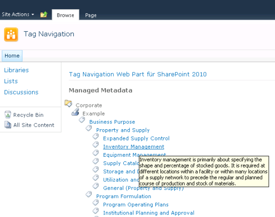 Tag Navigation Web Part for Microsoft SharePoint Server 2010