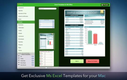 Templates for Microsoft Excel