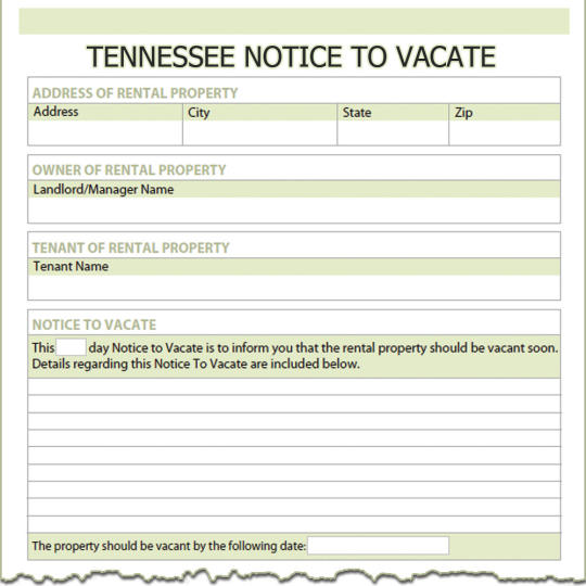 Tennessee Notice To Vacate