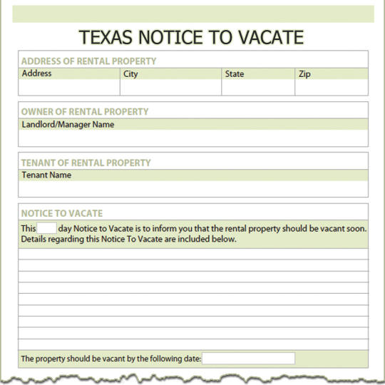 Texas Notice To Vacate