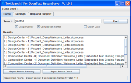 TextSearch for OpenText StreamServe