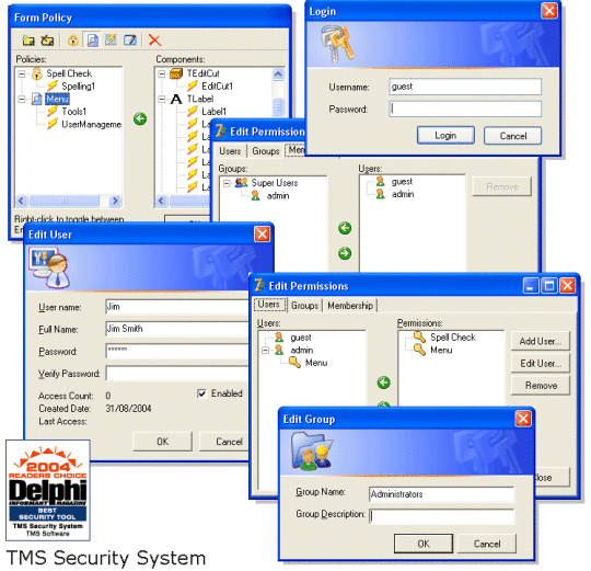 TMS Security System(Delphi 2009,2010,XE and C++ Builder 2009,2010,XE)