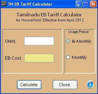 TNEB Tariff 2013 Calculator