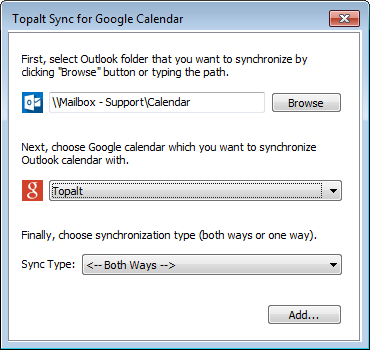 Topalt Sync for Outlook