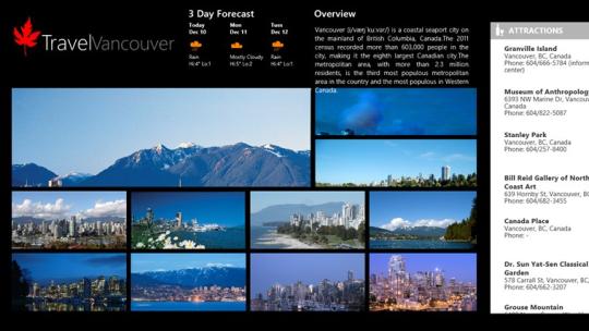 TravelVancouver for Windows 8