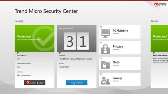 Trend Micro Security Center for Windows 8