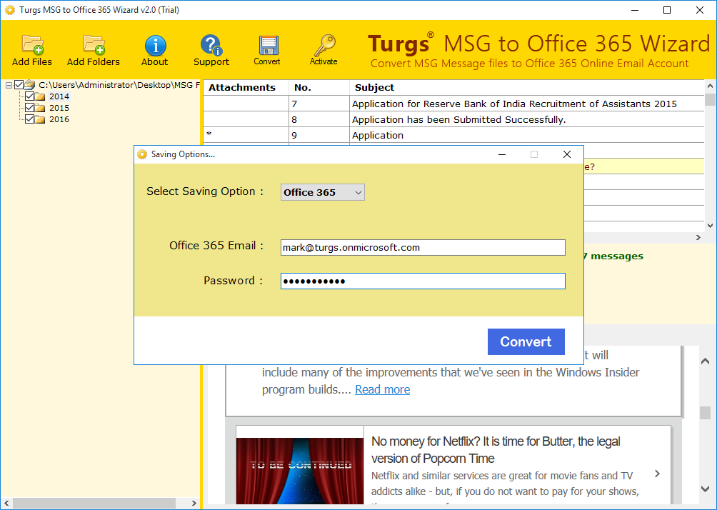 Turgs MSG to Office 365 Wizard