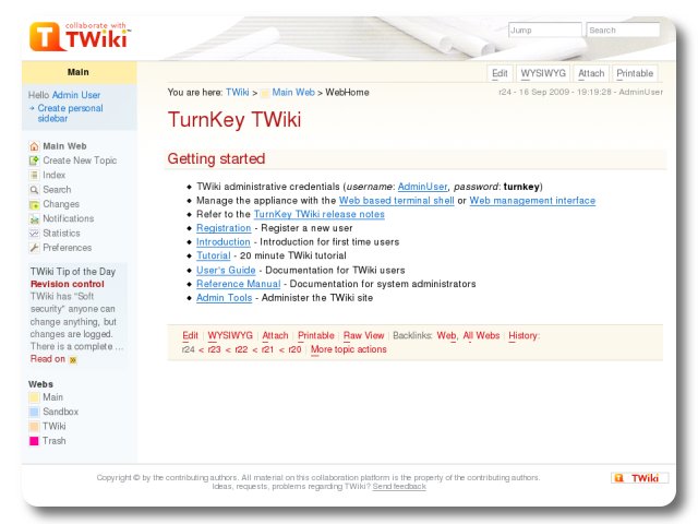 TurnKey TWiki Live CD