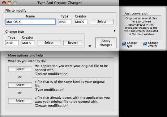 Type And Creator Changer
