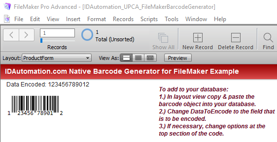 UPC EAN Native Filemaker Barcode Generator