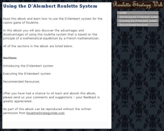 Using the D Alembert Roulette System