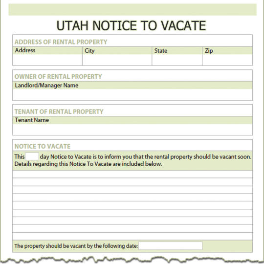 Utah Notice To Vacate