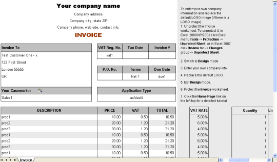 VAT Service Invoice Form