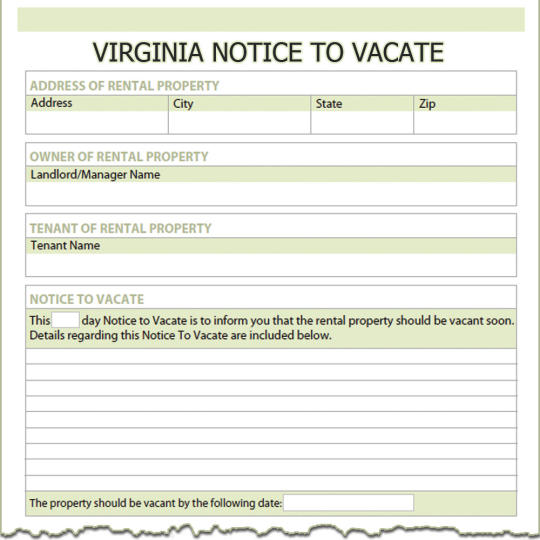 Virginia Notice To Vacate
