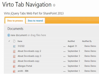Virto SharePoint JQuery Tab Navigation