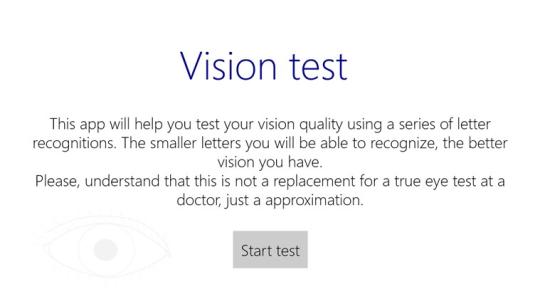Vision test for Windows 8