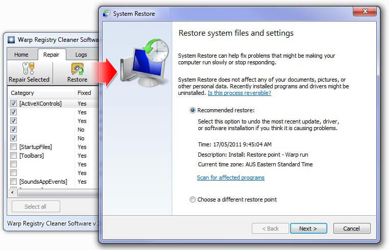 Warp Registry Cleaner Software