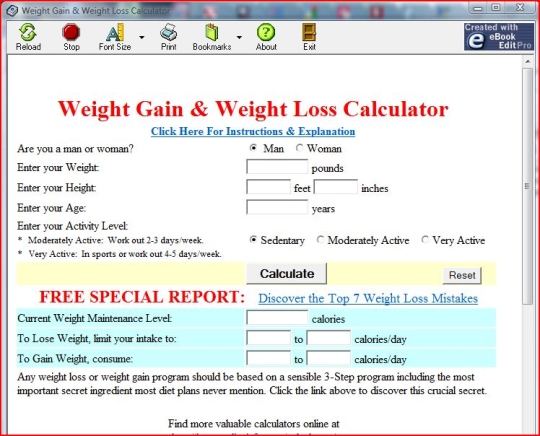 Weight Gain & Weight Loss Calculator