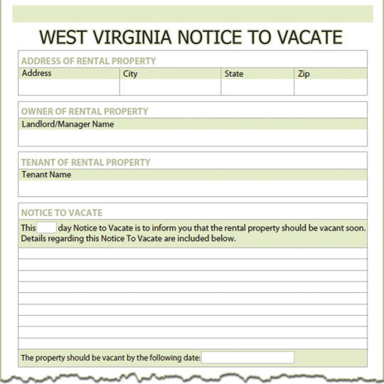 West Virginia Notice To Vacate