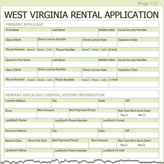 West Virginia Rental Application