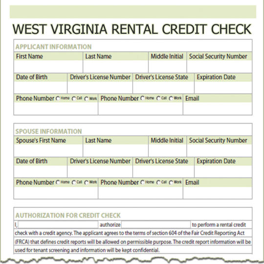 West Virginia Rental Credit Check