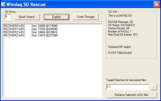 Windaq SD Rescue for DATAQ's DI-710/718 and Dataforth isoLynx SLX718 data loggers