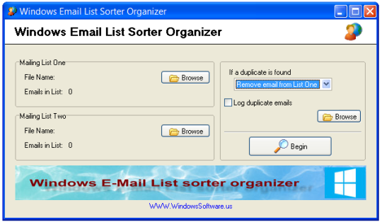 Windows E-mail List Sorter Organizer