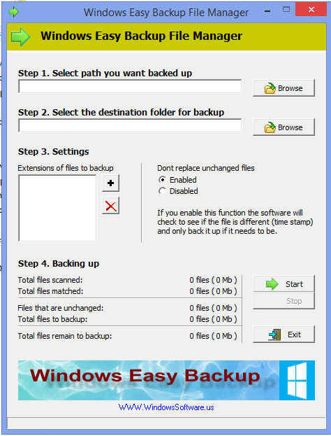 Windows Easy Backup File Manager