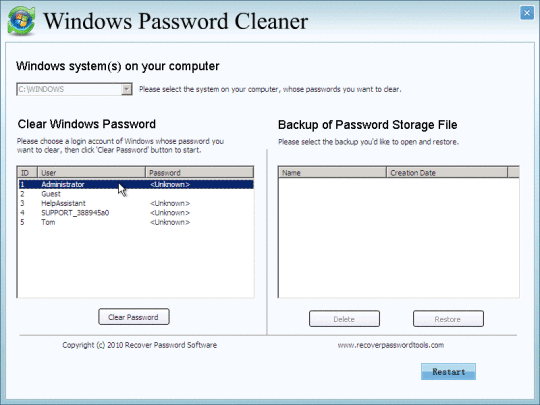 Windows Password Cleaner Professional