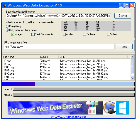 Windows Web Data Extractor