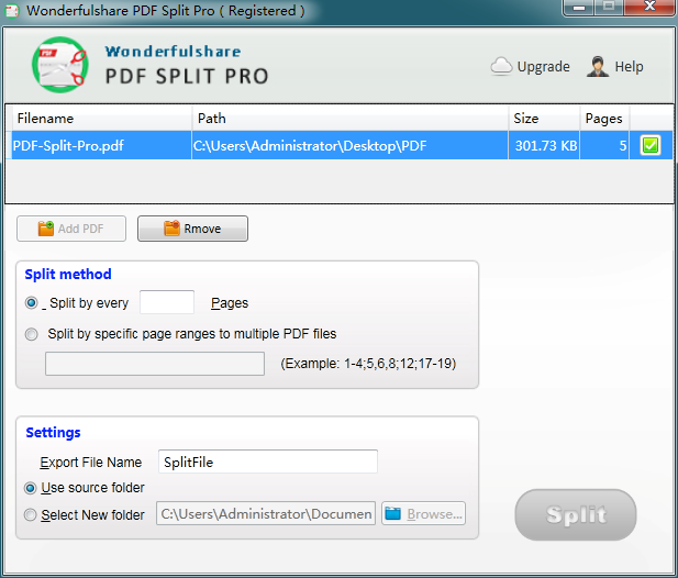 WonderfulShare PDF Split Pro