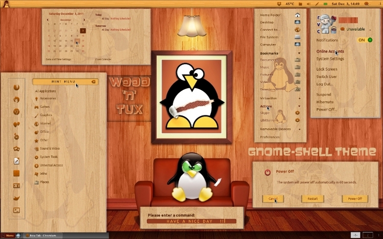 Wood 'n' Tux for GNOME-Shell